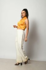 White Hand Embroidered Linen Pant