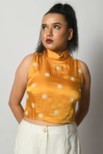 Yellow Ochre Embellished Crop Top