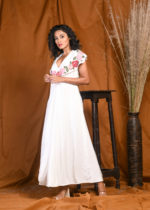 White Hand Embroidered Maxi Dress