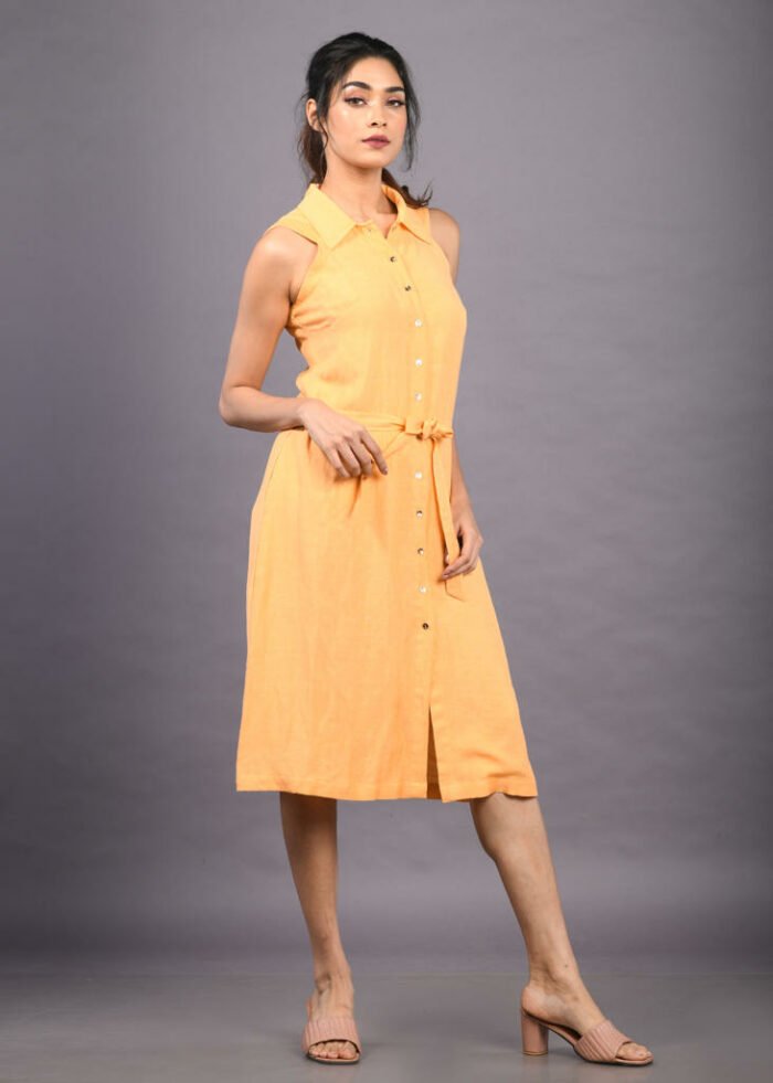 Yellow Midi Shirt Dress